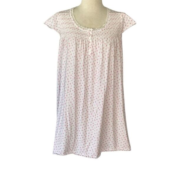 Miss Elaine Vintage House Dress Nightgown Women’s Large Smocked Grandma Core Pin - Picture 1 of 6